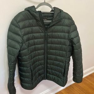 Green puffy warm jacket